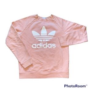 pink adidas trefoil pullover | youth small